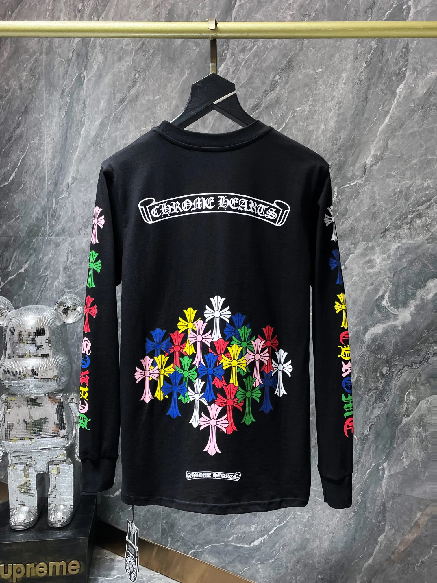 P160 Chrome Hearts🍁Long T series🍁 High-weight, environmentally friendly and high-quality top-quality fabrics Chrome classic scroll letter color cross group flower arm short sleeves Imported environmentally friendly glue printing and dyeing Counter synchronization 1:1 replica version Recommended color: black white Size: S, M, L, XL